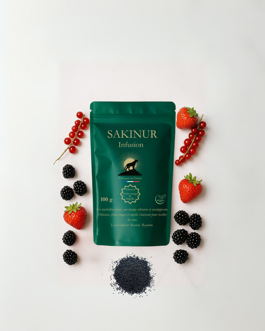 Sakinur | Hibiscus – Fruits Rouges – Nigelle | Infusion naturelle & plaisir fruité au quotidien | Sachet vrac 100gr