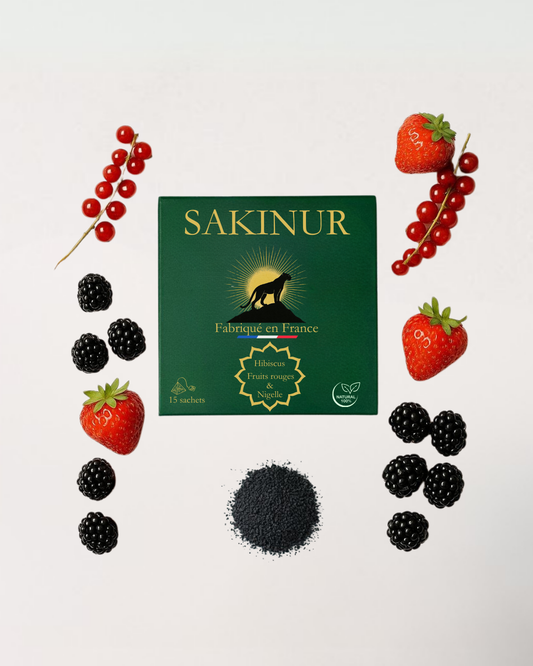 Sakinur | Hibiscus – Fruits Rouges – Nigelle | Infusion naturelle & plaisir fruité au quotidien | 15 infusettes