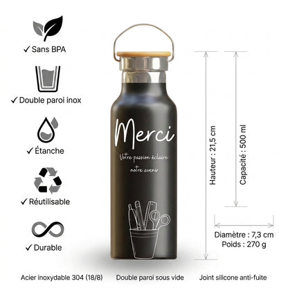 Gourde isotherme 500 ml - Merci Maîtresse / Maître